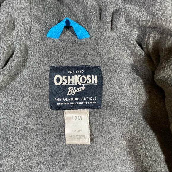 OshKosh B’gosh Jacket Windbreaker Hood Lined Baby Boys 12 Months Blue Red - Picture 7 of 9